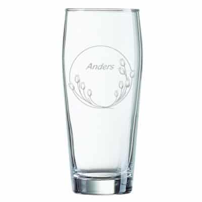Ølglas Willi Becher 65 cl - Tulipaner og navn