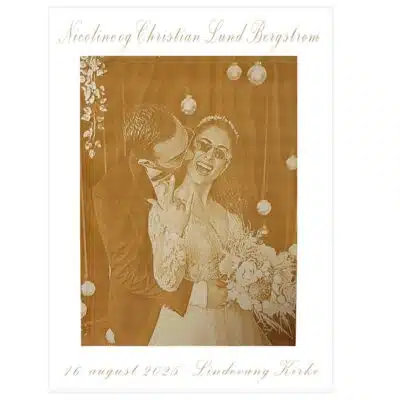 Bryllupstavle - hvid m. foto